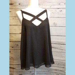 Torrid Charcoal Gray Chiffon Crisscross Swing Cami